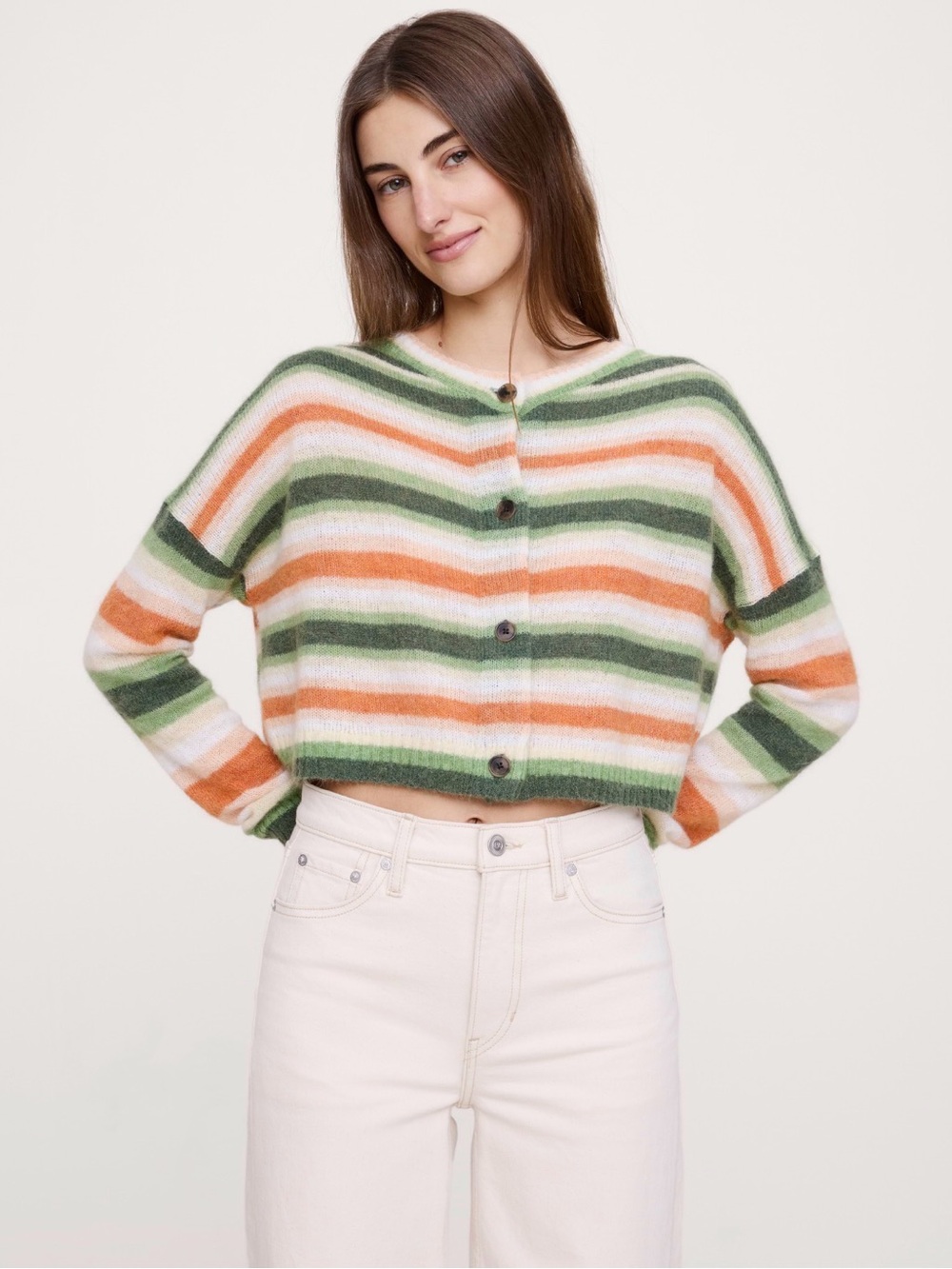 NWT Banana Republic Italian Alpaca Blend Striped Cropped Cardigan
